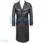Belted Classic Leather Long Trench Coat | leather trench coat