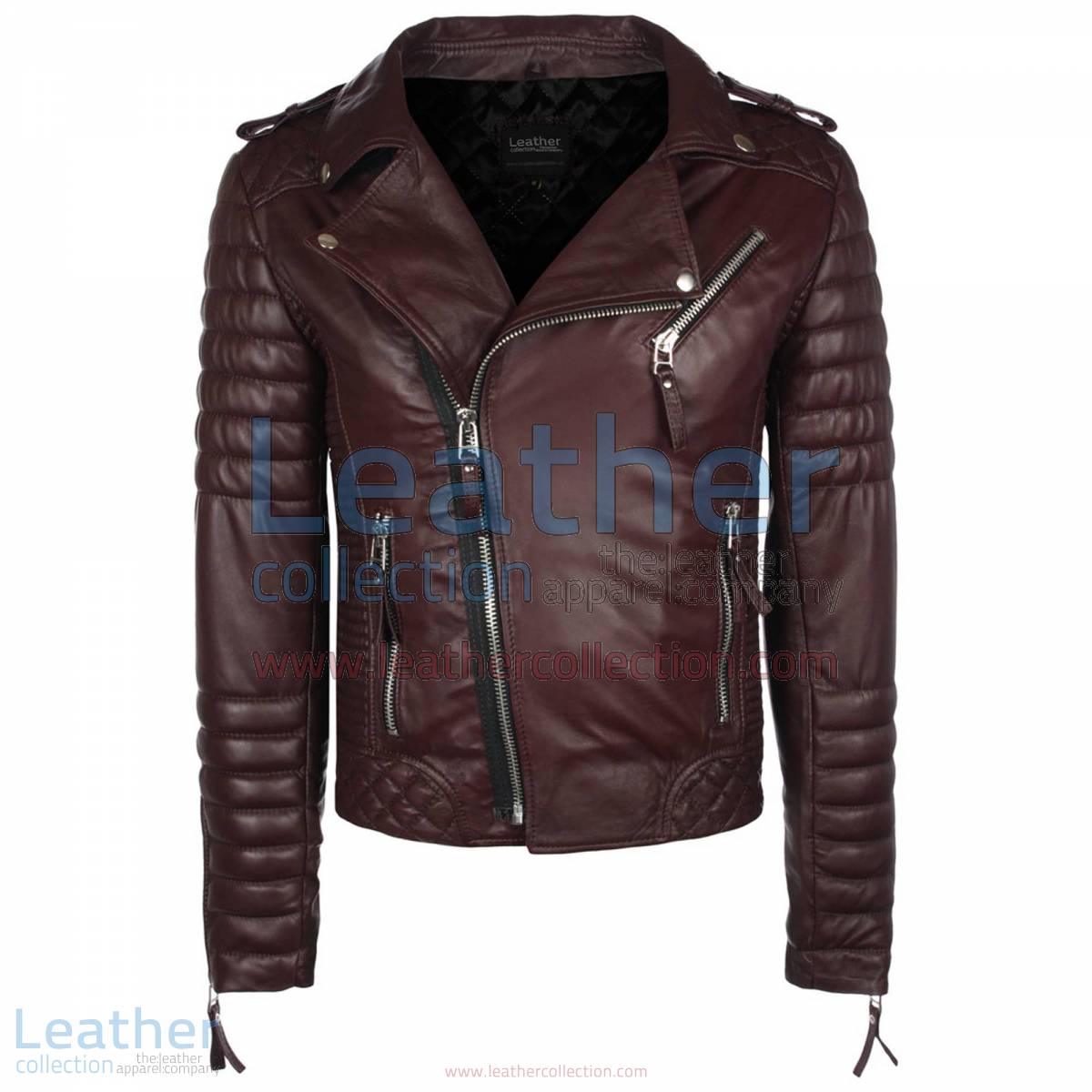 Biker Men Chocolate Brown Quilted Leather Jacket