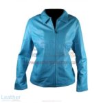 Classic Ladies Blue Leather Jacket | ladies blue leather jacket