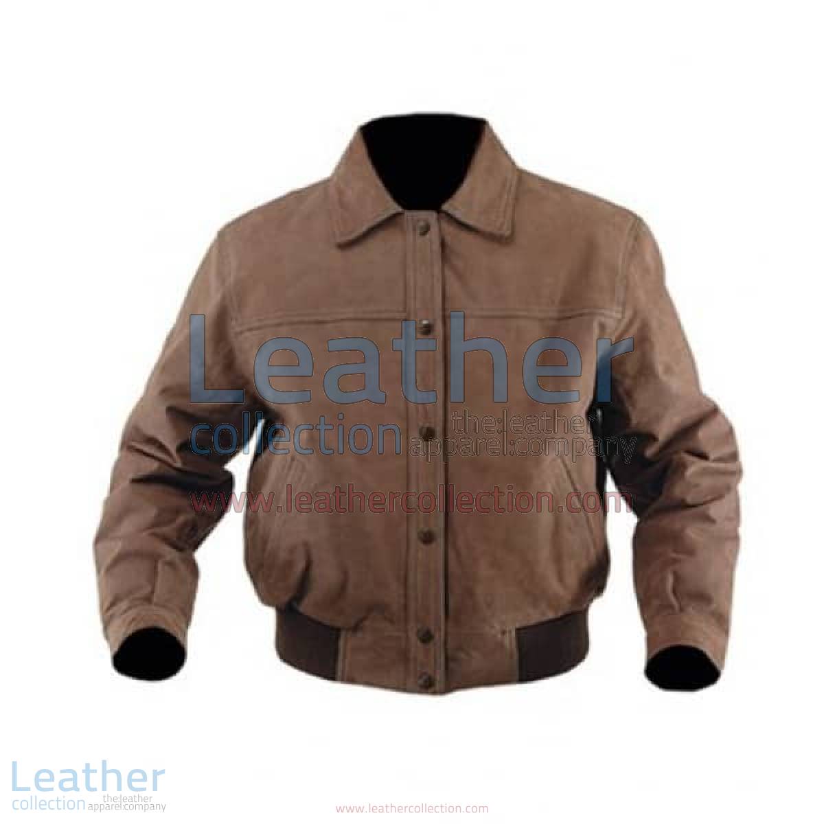 Classic Nubuck Leather Bomber Jacket