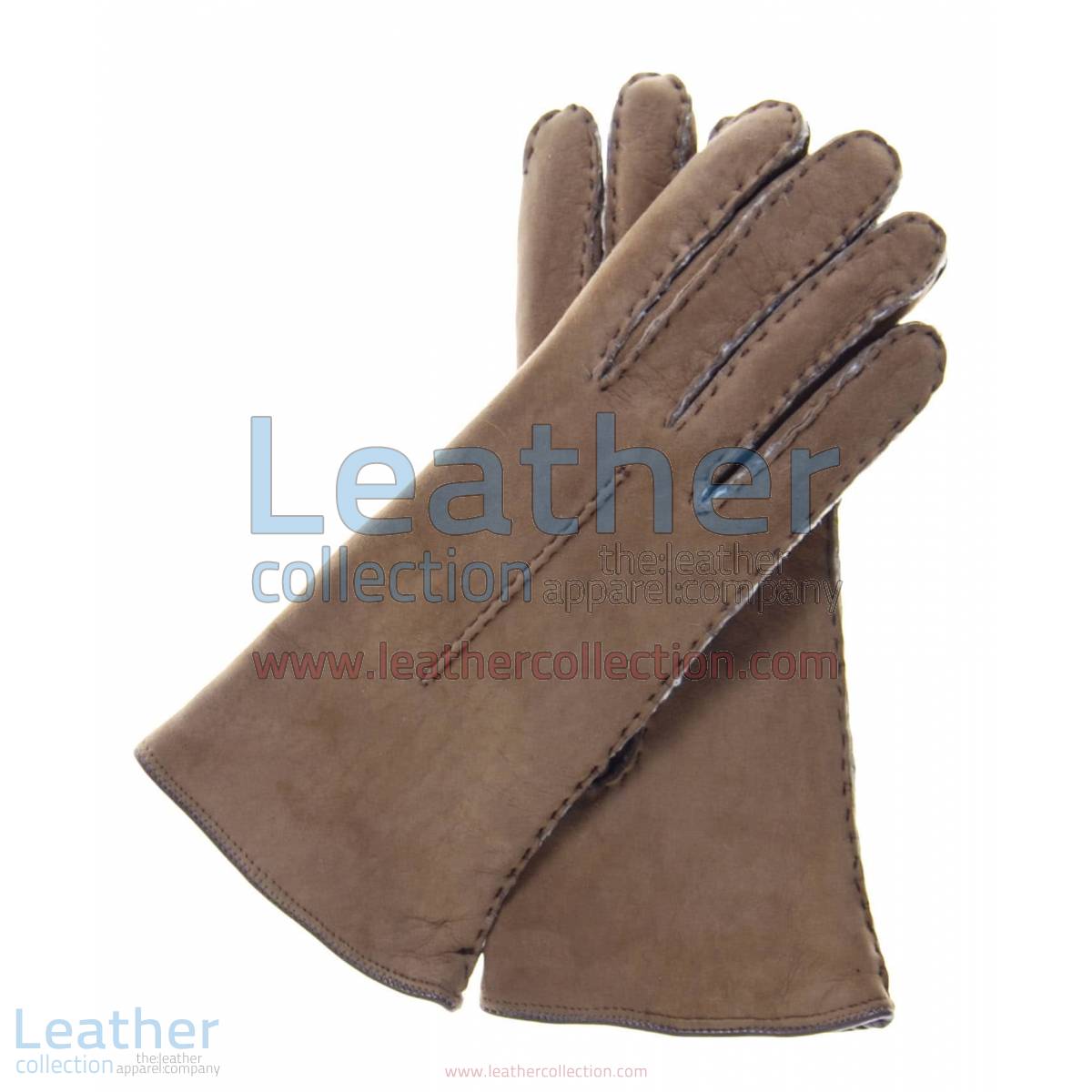 Ladies Brown Suede Lamb Shearling Gloves