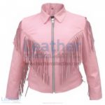 Ladies Pink Jacket with Fringe | jacket with fringe