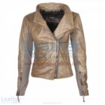 Ladies Sovereign Leather Beige Jacket | ladies jacket