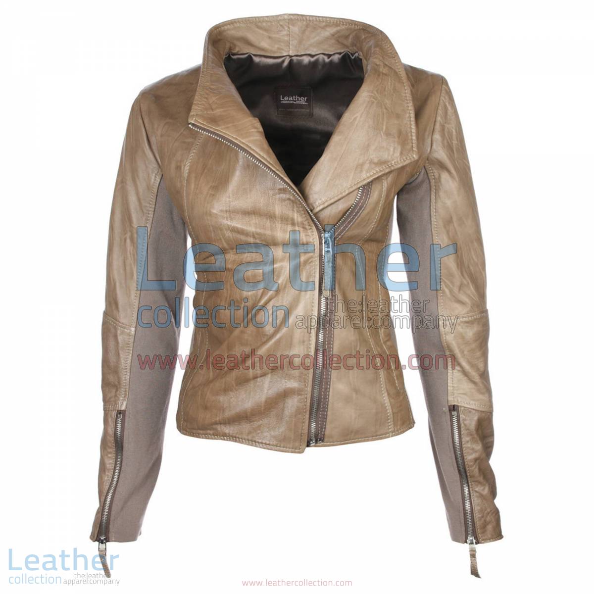Ladies Sovereign Leather Beige Jacket