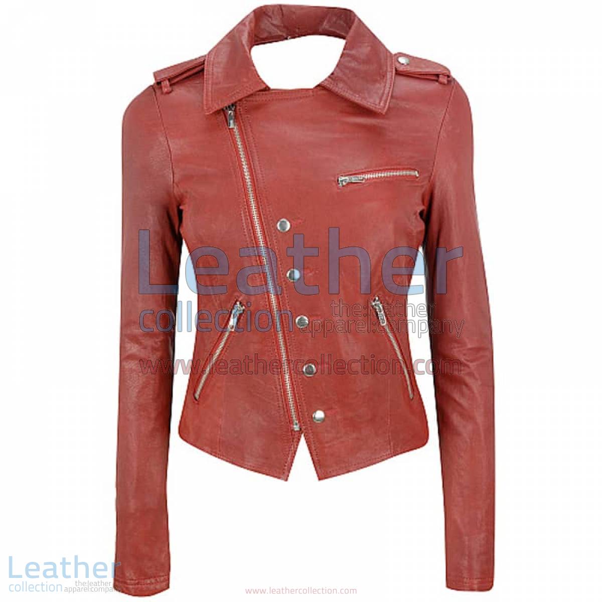 Cutaway Asymmetrical Leather Jacket Womens