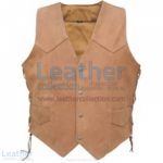 Men's Side Lace Gun Pocket Leather Vest | gun pocket vest