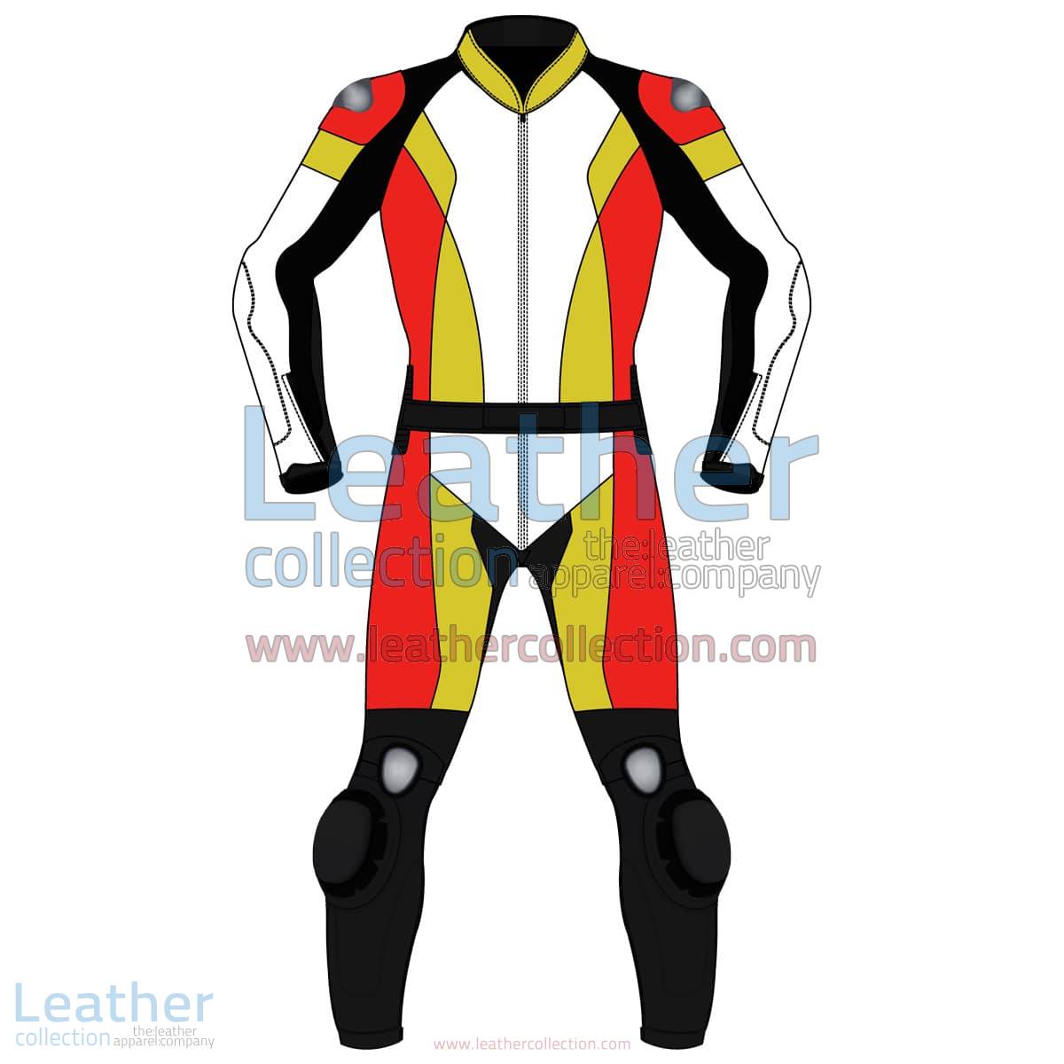 Quad Color Two-Piece Motorbike Leather Suit For Men