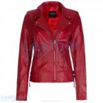 Red Vintage Biker Leather Jacket | vintage biker jacket
