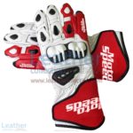 Red & White Leather Moto Gloves | leather moto gloves