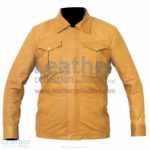 Shirt Style Camel Color Leather Jacket | shirt style jacket