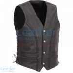 Side Lace & Braided Details Leather Vest | side lace leather vest