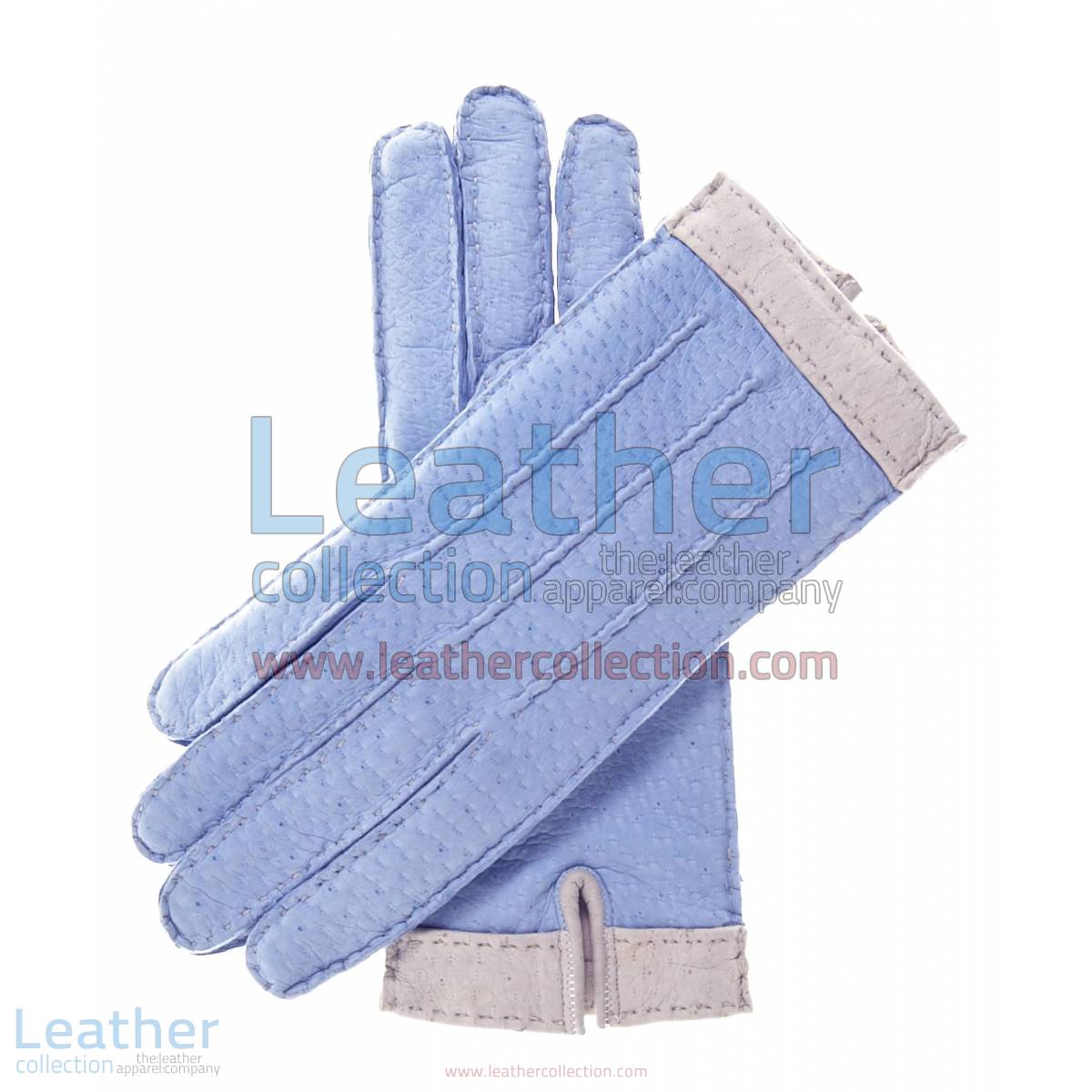 Sky Blue Lambskin Gloves For Women with Wool Lining