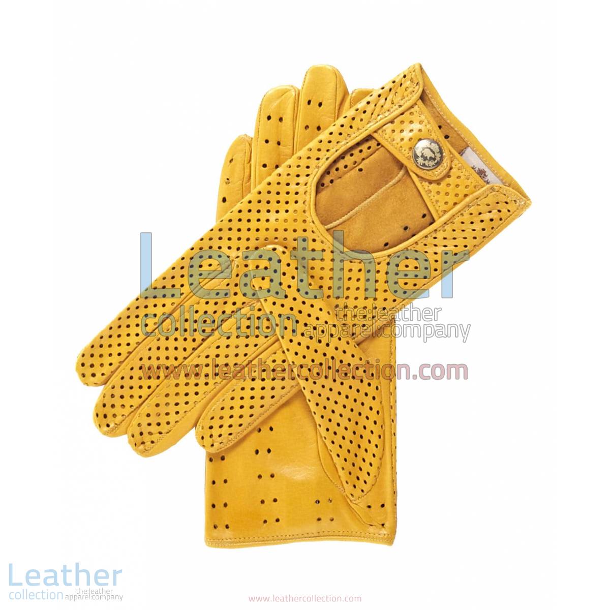 Ventilated Yellow Driving Gloves Ladies