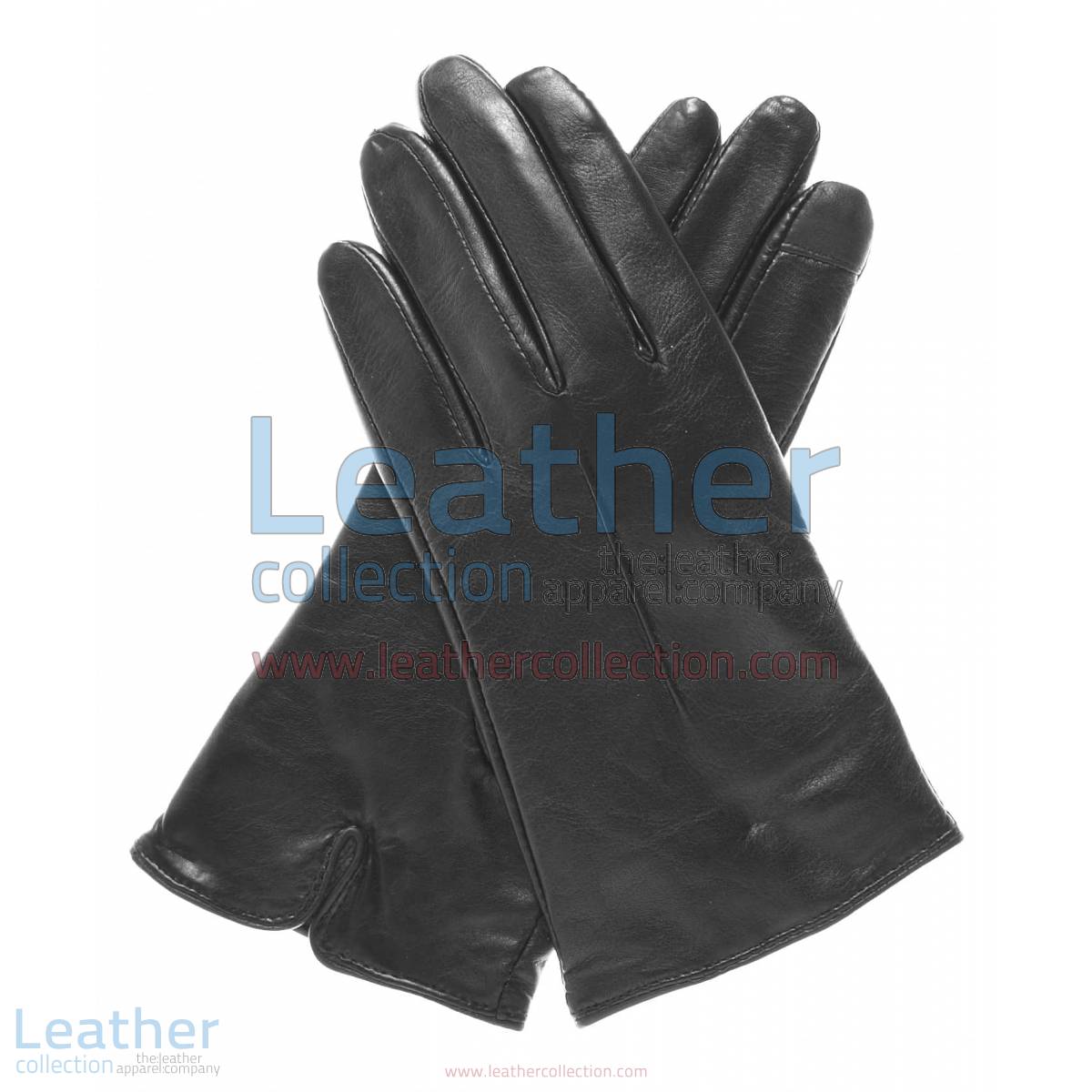 Wool Lined Ladies Black Leather Gloves