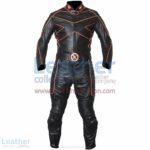 X-MEN Motorcycle Racing Leather Suit with Orange Piping | X-MEN suit