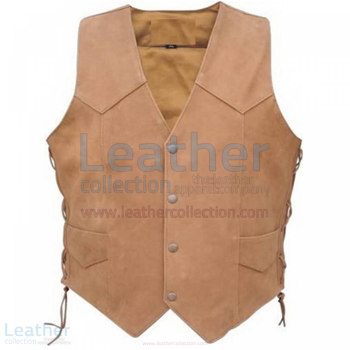 Men's Side Lace Gun Pocket Leather Vest