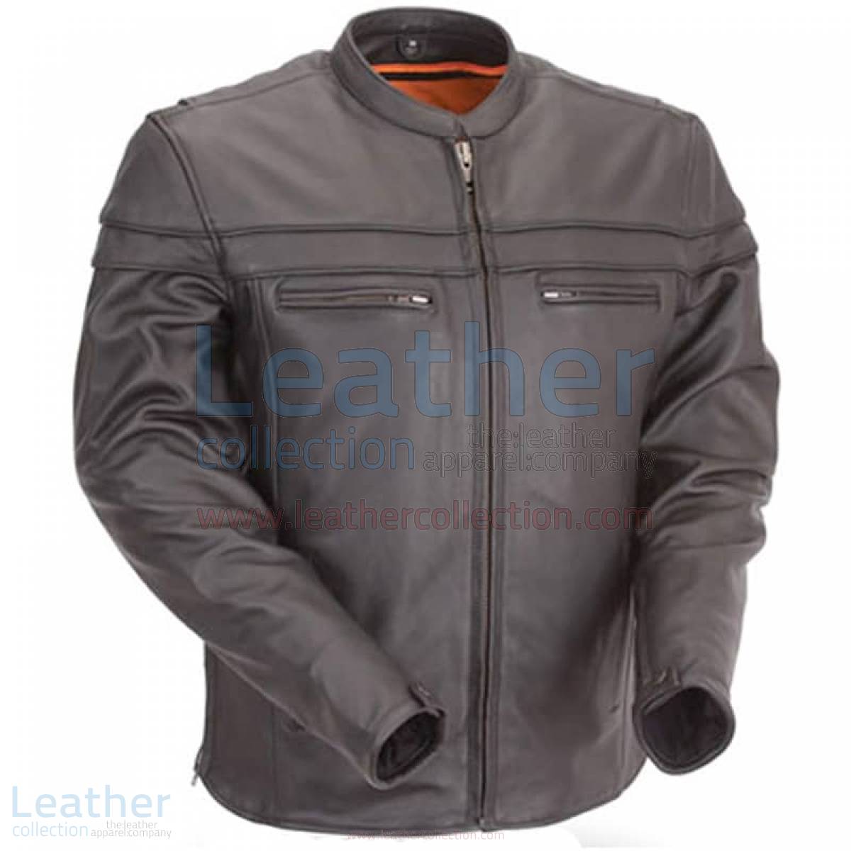 Moto Biker Jacket with Mandarin Collar