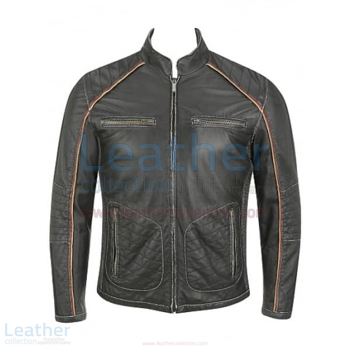 Semi Motorbike Casual Leather Piping Jacket